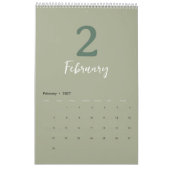 Grüner Minimalistischer Sauberer Moderner Design-K Kalender (Feb 2027)