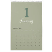 Grüner Minimalistischer Sauberer Moderner Design-K Kalender (Jan 2027)