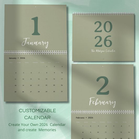 Grüner Minimalistischer Sauberer Moderner Design-K Kalender