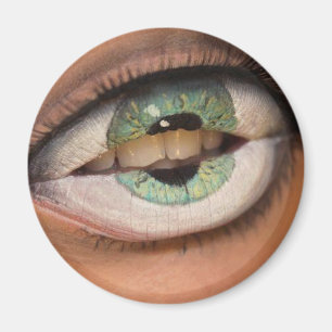 Grüner mit Augen Mund Magnet