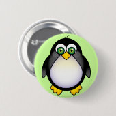 Grüner mit Augen Penguin-Cartoon Button (Vorne & Hinten)