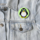 Grüner mit Augen Penguin-Cartoon Button (Beispiel)