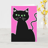 Grüner mit Augen schwarze Katzen-Retro Art-jeder Karte (Gelbe Blume)