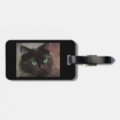 Grüner mit Augen schwarze Katzen-Taschen-Umbau Gepäckanhänger (Rückseite horizontal)