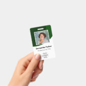 Grüner Mitarbeiter - Foto, Logo, Strichcode, Name Ausweis (Handheld)