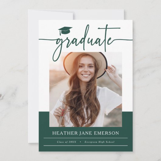 Grüner moderner Abschluss Ankündigung (Vorderseite)