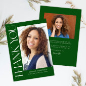 Grüner, moderner eleganter Abschluss mit zwei Foto Dankeskarte
