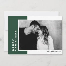 Grüner moderner Farbblock Frohe Weihnachtsfeier Fo Feiertagskarte