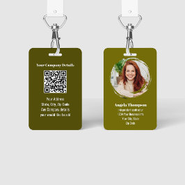 Grüner moderner Foto-QR-Code-Mitarbeiter Ausweis