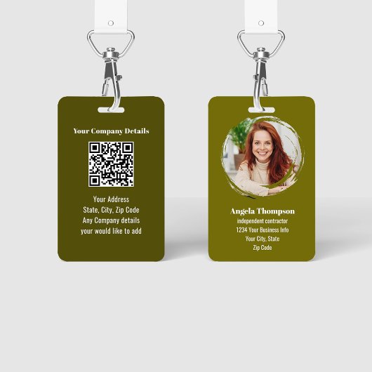 Grüner moderner Foto-QR-Code-Mitarbeiter Ausweis