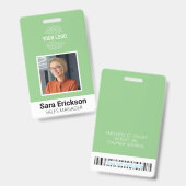 Grüner moderner ID Card Business Mitarbeiter Bar C Ausweis (Vorder- & Rückseite)
