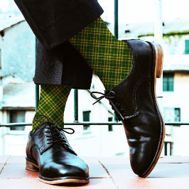 Grüner, moderner Karierter Muster Tartan Schachtel Socken