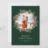 grüner, moderner Kranz ein Foto frohe Weihnachten (Vorderseite)