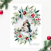 grüner, moderner Kranz ein Foto frohe Weihnachten