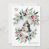 grüner, moderner Kranz ein Foto frohe Weihnachten (Vorderseite)