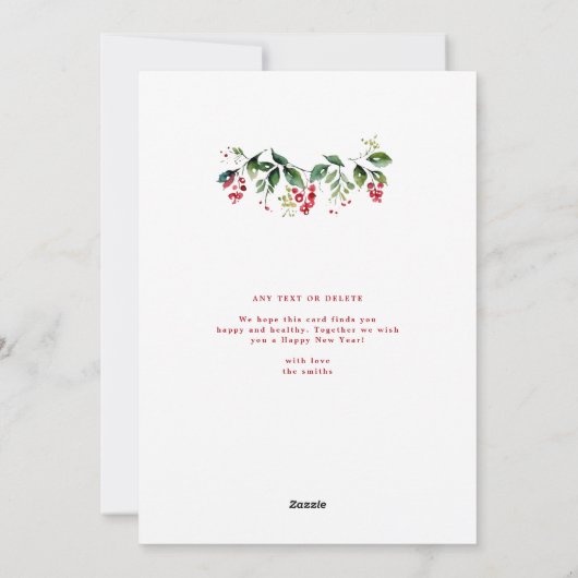 grüner, moderner Kranz ein Foto frohe Weihnachten (Rückseite)