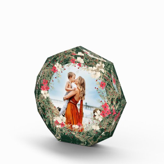 grüner, moderner Kranz frohe Weihnachten Fotoblock (Rechts)