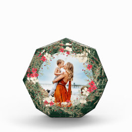 grüner, moderner Kranz frohe Weihnachten Fotoblock