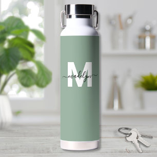 Grüner Moderner Namensmonogramm Trinkflasche