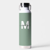 Grüner Moderner Namensmonogramm Trinkflasche (Vorne)