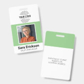Grüner moderner Personalausweis-Mitarbeiter Ausweis (Vorder- & Rückseite)