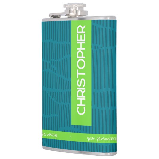 Grüner moderner Personalisierter Name Flachmann (Links)