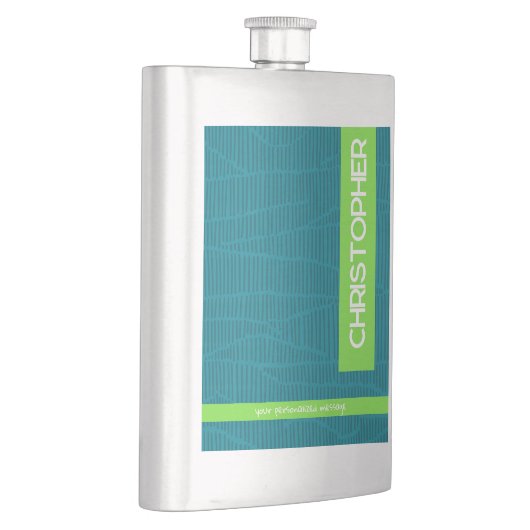 Grüner moderner Personalisierter Name Flachmann (Rechts)