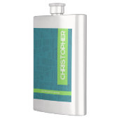 Grüner moderner Personalisierter Name Flachmann (Links)