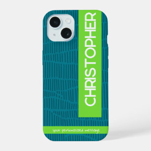 Grüner moderner personalisierter Name Handyhülle iPhone 15 Hülle