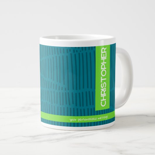 Grüner moderner Personalisierter Name Jumbo-Tasse (Vorderseite Rechts)