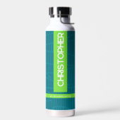 Grüner moderner Personalisierter Name Trinkflasche (Links)