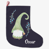 Grüner moderner Schwedischer Gnome Weihnachtsfest  Großer Weihnachtsstrumpf (Vorderseite)