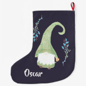 Grüner moderner Schwedischer Gnome Weihnachtsfest  Großer Weihnachtsstrumpf (Rückseite)