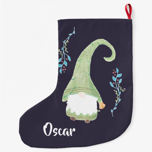 Grüner moderner Schwedischer Gnome Weihnachtsfest Großer Weihnachtsstrumpf (Rückseite)