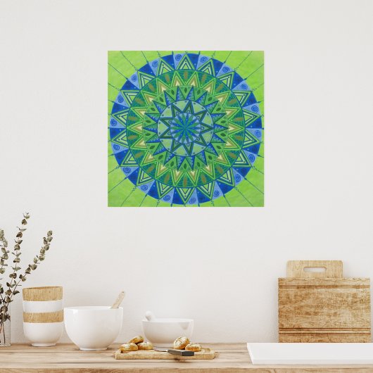 Grüner Mond Mandala Poster (Küche)