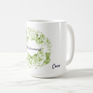 Grüner monochromer Kranz Brautjungfer Kaffeetasse