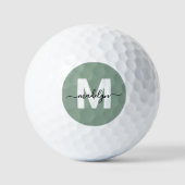 Grüner Monogramm Anfangsname Personalisiert Golfball (Vorderseite)
