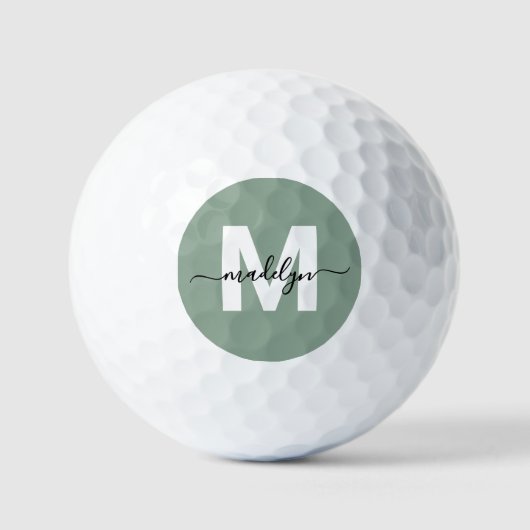 Grüner Monogramm Anfangsname Personalisiert Golfball (Vorderseite)