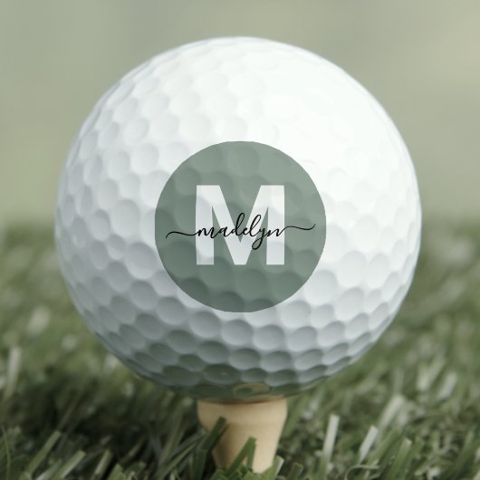 Grüner Monogramm Anfangsname Personalisiert Golfball