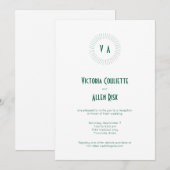 Grüner Monogramm-Kreis Minimalistischer Empfang Einladung (Vorne/Hinten)