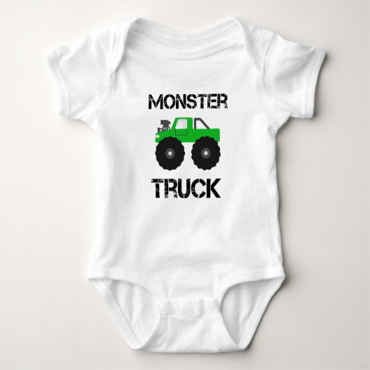 Grüner Monster-LKW Baby Strampler (Vorderseite)