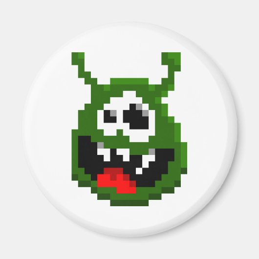 Grüner Monster - Pixel Art Magnet (Vorne)