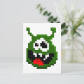 Grüner Monster - Pixel Art Postkarte (Stehend Vorderseite)