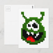 Grüner Monster - Pixel Art Postkarte (Vorne/Hinten)
