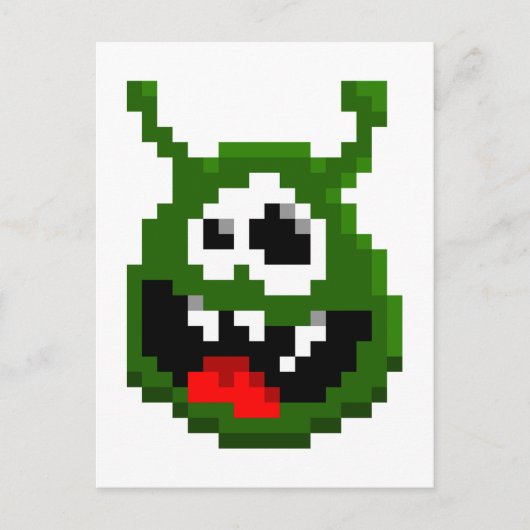 Grüner Monster - Pixel Art Postkarte (Vorderseite)