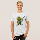 Grüner Monster Schütze Tri-Blend Shirt (Vorderseite voll)