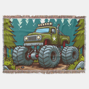 Grüner Monster-Truck im Wald Decke