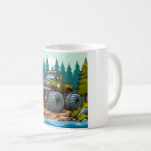 Grüner Monster-Truck im Wald Kaffeetasse (VorderseiteRechts)