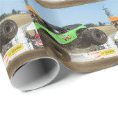 Grüner Monster-Truck in Aktion Geschenkpapier (Rolleneckpunkt)