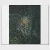 Grüner Moos auf schwarzem Felsen Geschenkpapier (Flach)